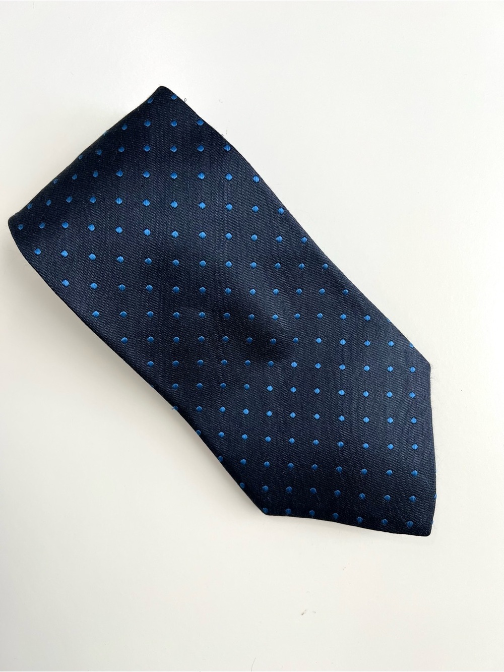 VTG Banana Republic Tie Navy Blue Polka Dot Made in Italy 100% Silk